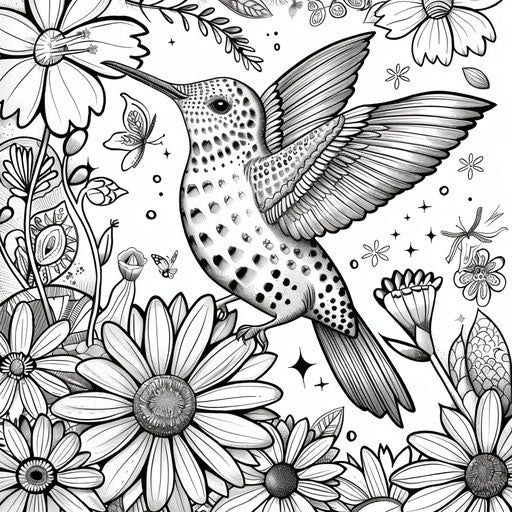 Bird flying with a flower in its beak