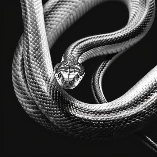 Majestic black and white portrait of a garter snake