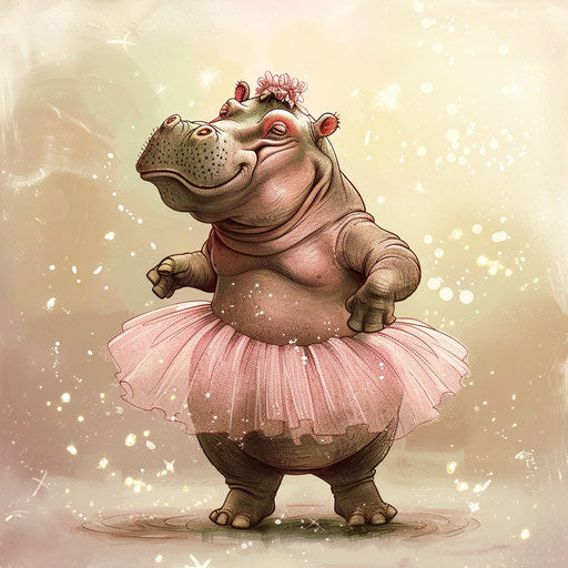 Hippo in tutu dancing ballet