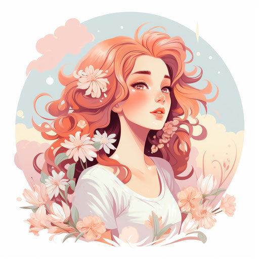 July clipart in the style of Pastel Colors Art, on white background