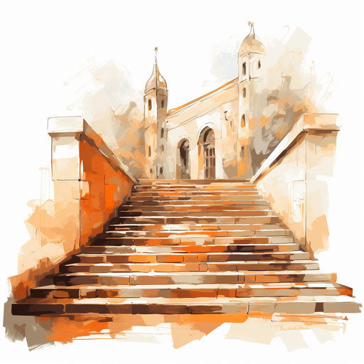 Stairs clipart in the style of Impressionistic Art