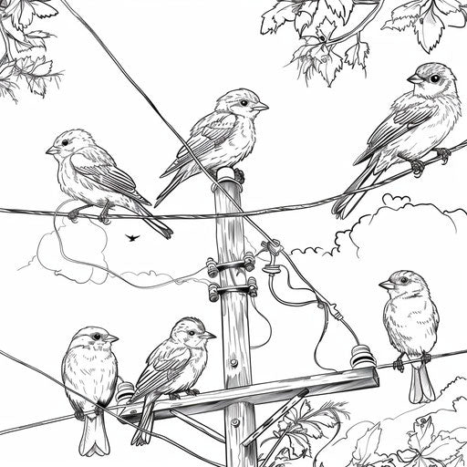 Birds on a telephone wire