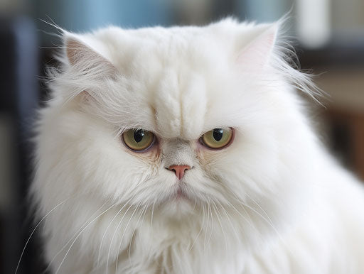 White cat looking at someone