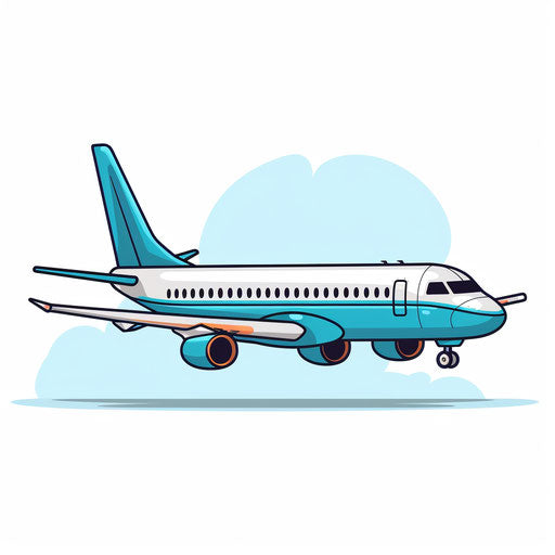 Minimalist style airplane clipart, white background