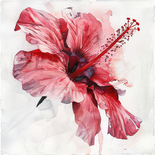 Vibrant watercolor painting of a hibiscus tattoo design