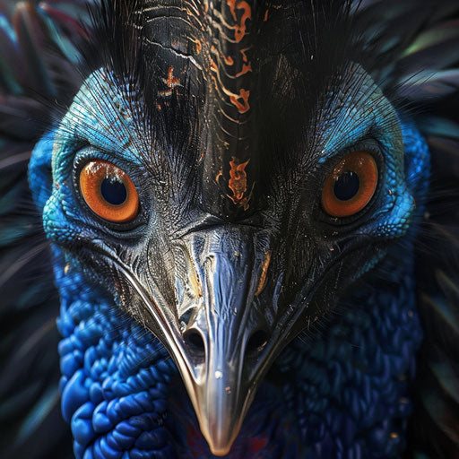 Detailed exploration of a curious cassowary, in the style of Elke Vogelsang