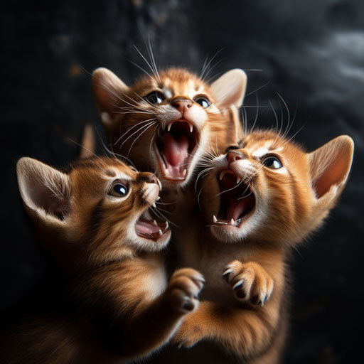 Abyssinian cat kittens playing