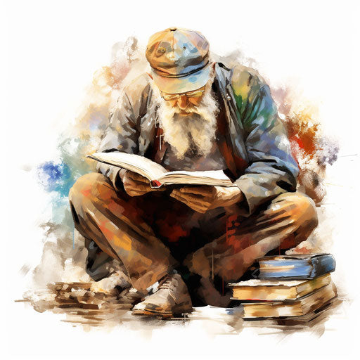 Literacy clipart in the style of oil painting on white background