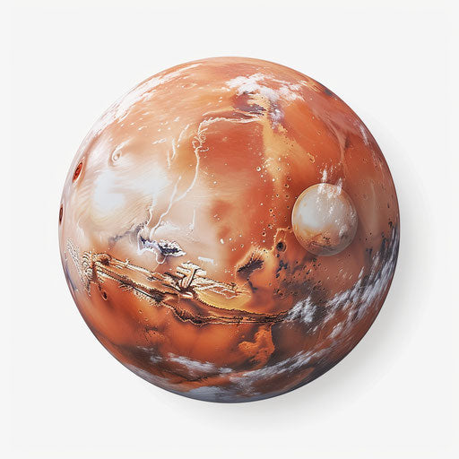 Realistic photo Mars clipart with flat white background