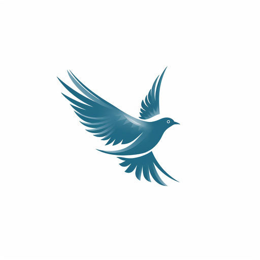 Flying bird in Minimalist style on white background