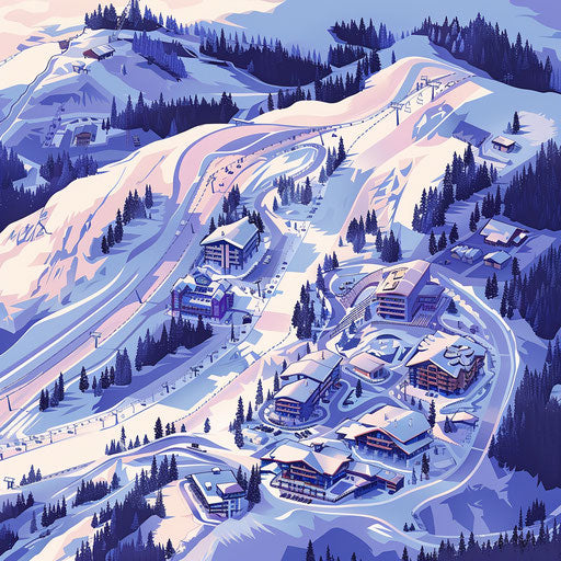 Ski resort map, portrait orientation