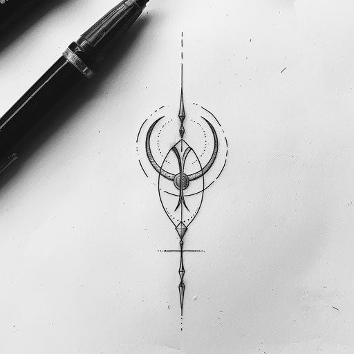 Contemporary tattoo sketch of a hakuna matata symbol with a minimalist aesthetic and bold outlines