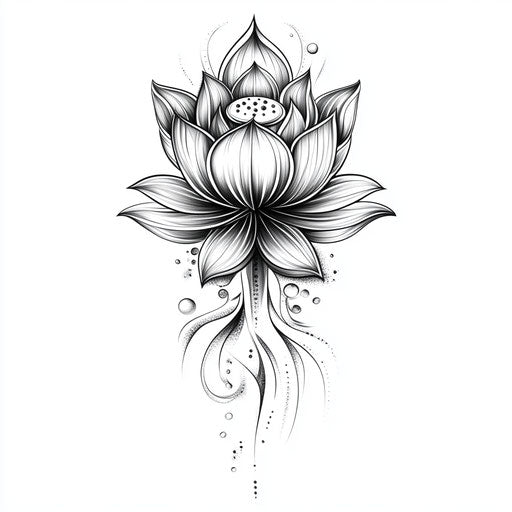Lotus flower tattoo sketch in clipart style with delicate shading