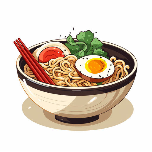 Minimalist ramen clipart on white background