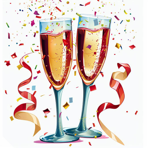 Realistic New Year clipart on flat white background