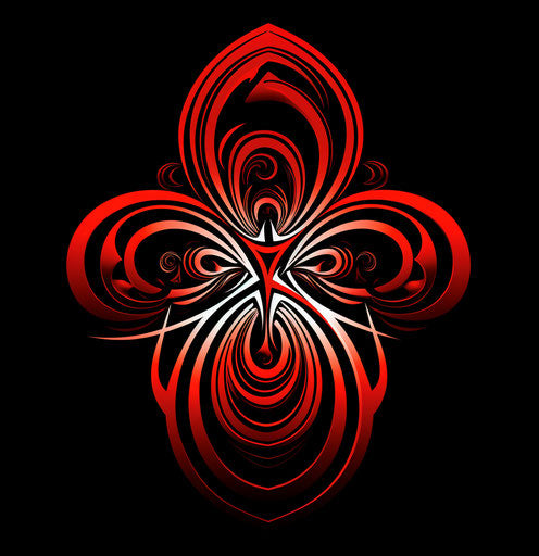 Black and red tribal designs, classic tattoo motifs