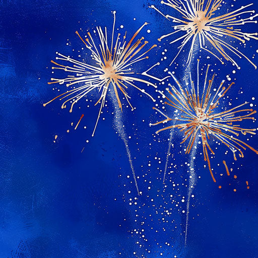 Realistic New Year 2024 clip art shining on royal blue background
