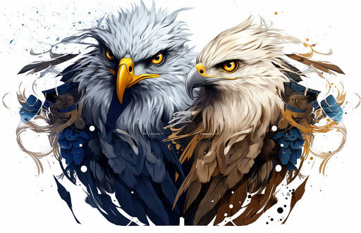 Exaggerated noble eagle tattoo in gray beige style