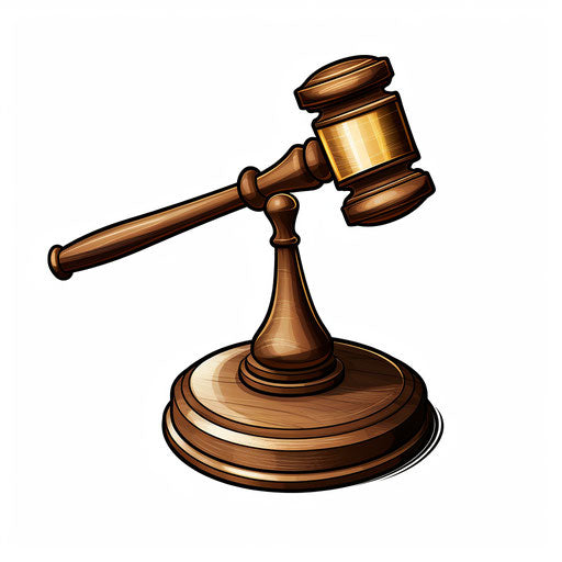 Illustration of judge's gavel in Chiaroscuro Art style, white background