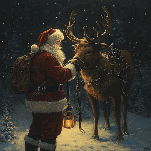 Rudolph and Santa sharing a quiet moment