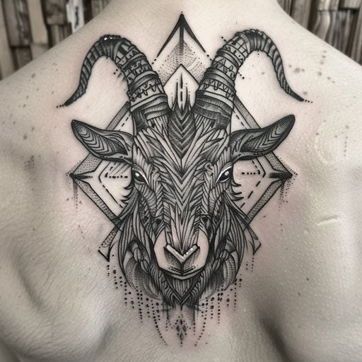 Blackwork goat tattoo design
