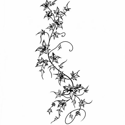 Illustration of a sprawling Japanese vine tattoo