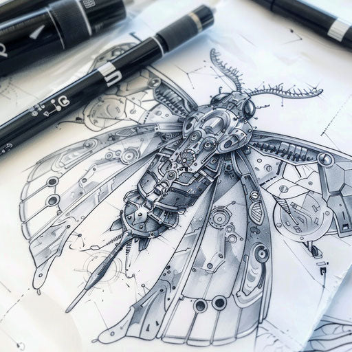 Biomechanical death moth tattoo concept