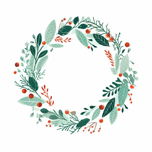 Minimalist Christmas wreath on white background