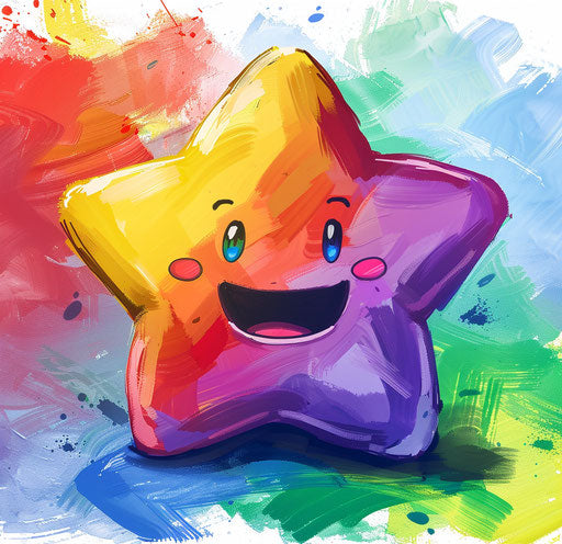 Smiling rainbow star with vibrant colors