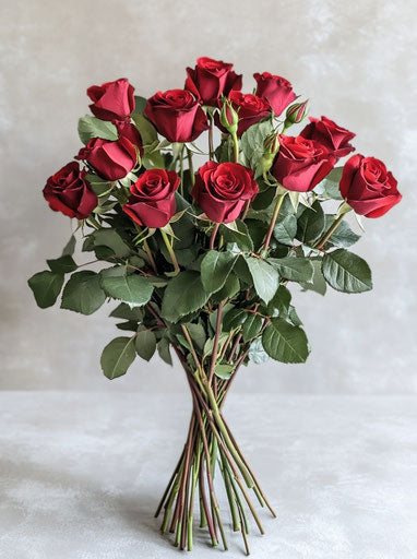 30 red roses bouquet, clipart on white background