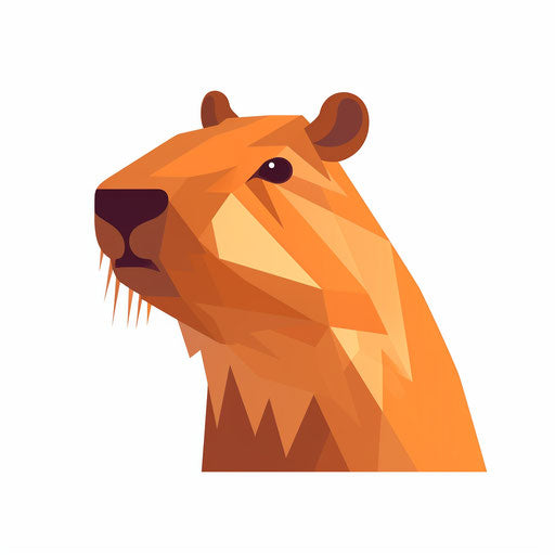 Capybara art in Minimalist style, on white background