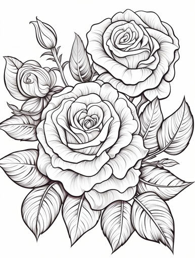 Rose coloring pages, graceful lines, joyful nature celebration
