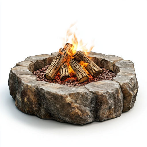 3D Campfire Pit with flat white background, isolated clipart