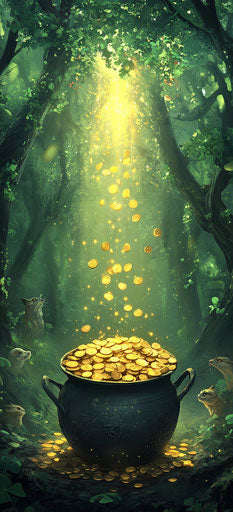 Magical treasures under green trees