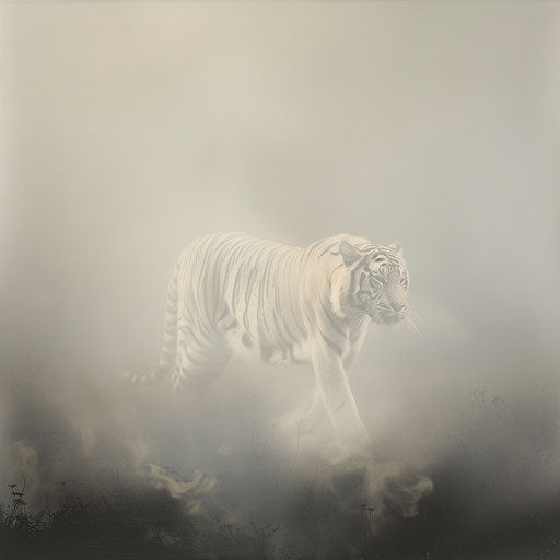 White tiger in the mist