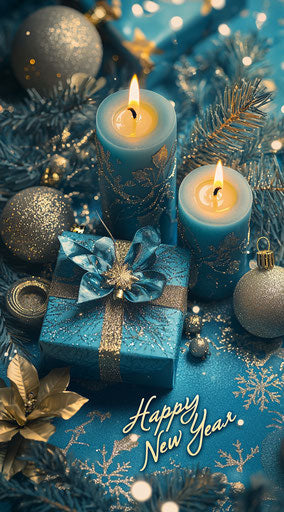 Luminous Happy New Year Card Greeting NYE Greetings