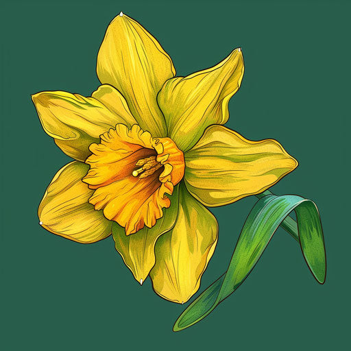 Flat tattoo sketch of daffodil, March birth flower