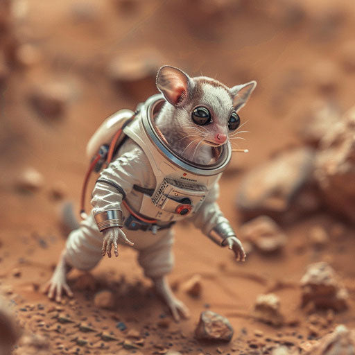 A gliding marsupial astronaut exploring Mars