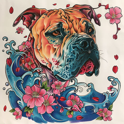 Pitbull Tattoo Sketch Set