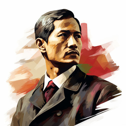 Jose Rizal clipart in the style of Chiaroscuro Art, on a white background