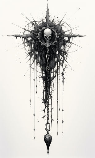 Ancient drawing of a chained black figure with a key