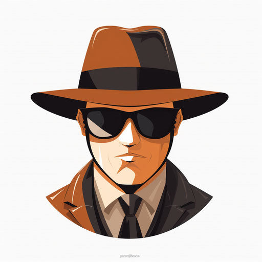 Illustration of spy in the minimalist style, on white background