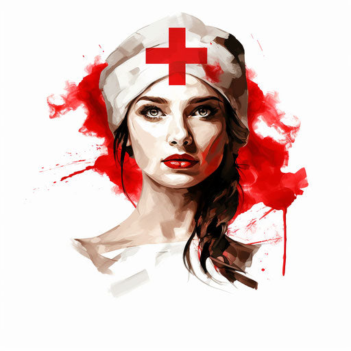 Red cross clipart in the style of Chiaroscuro Art on white background