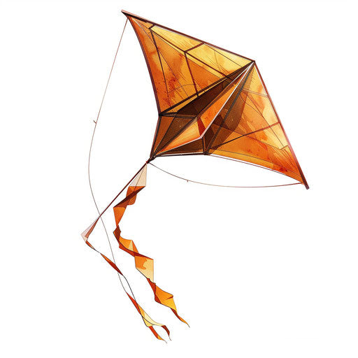 Realistic kite clipart on white background, detailed textures