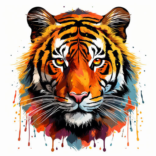 Tiger artwork in Chiaroscuro Art style, white background