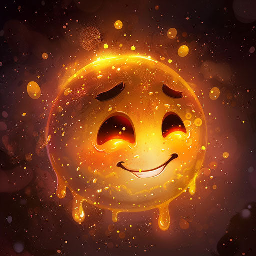 Vivid energy explosions emoticon of happy tears