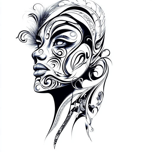 Dynamic Maori Face Tattoo Tattoo Flash