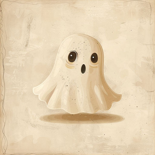 Ghost clipart in photo realistic quality on a flat beige background