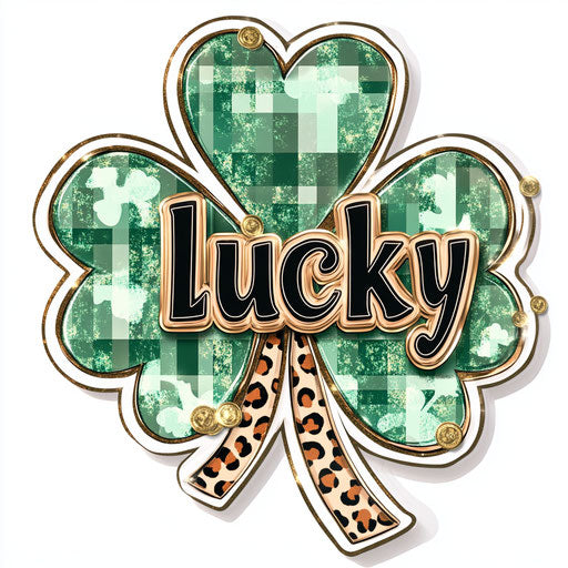 Lucky shamrock with Irish patterns on white background