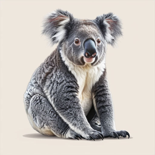 Koala clip art in realistic style on flat white background